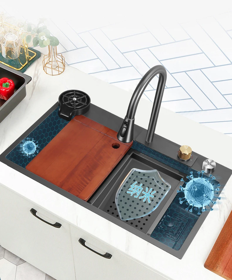 Black stainless steel undermount kitchen sink-feature4